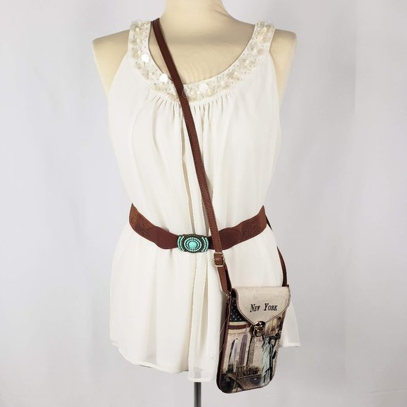 New York Brown Crossbody Pouch - Picture 1 of 13